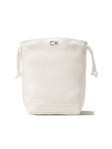 Дамска чанта Calvin Klein Jeans Re-Lock Drawstring Bag Mini K60K610450 Бял