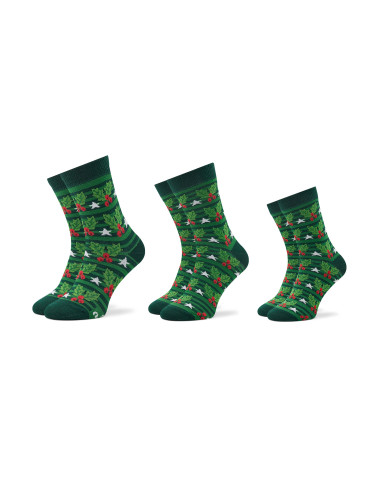 Комплект 3 чифта дълги чорапи мъжки Rainbow Socks Xmas Balls Зелен