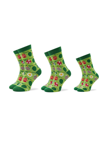 Комплект 3 чифта дълги чорапи мъжки Rainbow Socks Xmas Balls Зелен