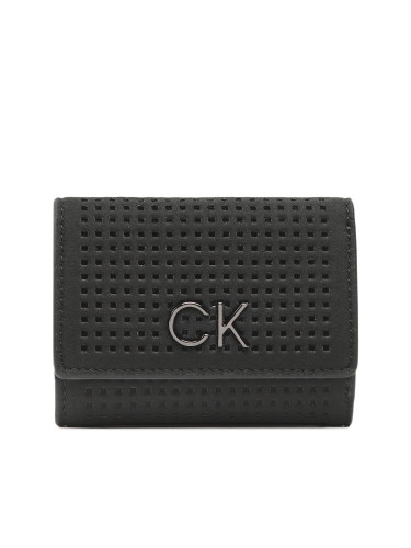 Малък дамски портфейл Calvin Klein Re-Lock Trifold Xxs Perf K60K610662 Черен