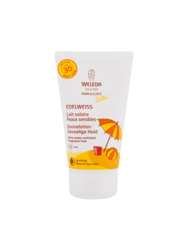 Weleda Baby & Kids Sun Edelweiss Sunscreen Sensitive SPF30 Слънцезащитна козметика за тяло за деца 150 ml