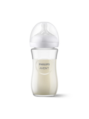 Стъклено шише Natural Response 3.0 Philips AVENT, 240 мл, 1м+