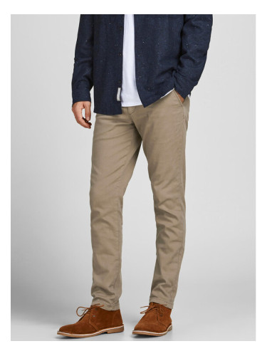 Jack & Jones Текстилни панталони Marco Dave 12174307 Бежов Slim Fit
