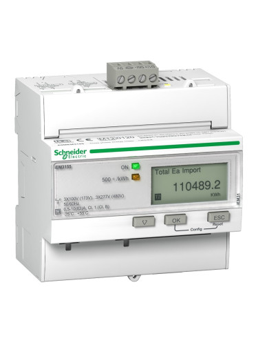 Електромер трифазен, A9MEM3155, електронен, 3P+N, 63A, MODBUS MID