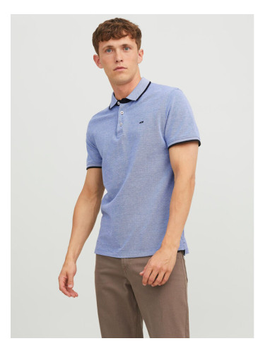 Jack & Jones Тениска с яка и копчета Paulos 12136668 Син Slim Fit