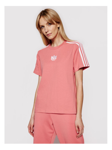 adidas Тишърт adicolor 3D Trefoil GN6702 Розов Loose Fit