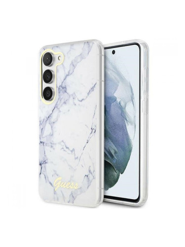 Оригинален кейс Guess Marble, За Samsung Galaxy S23 Ultra (S918B), Бял