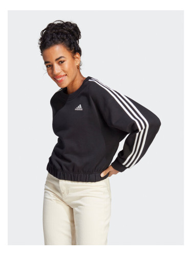 adidas Суитшърт Essentials 3-Stripes Crop Sweatshirt HR4926 Черен Loose Fit