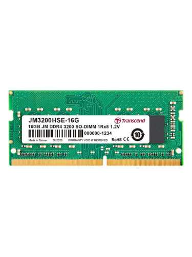 Памет Transcend 16GB JM DDR4 3200Mhz SO-DIMM 1Rx8 2Gx8 CL22 1.2V