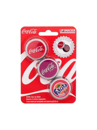 Lip Smacker Coca-Cola Bottle Cap Lip Balm Подаръчен комплект балсам за устни 3 x 3 g