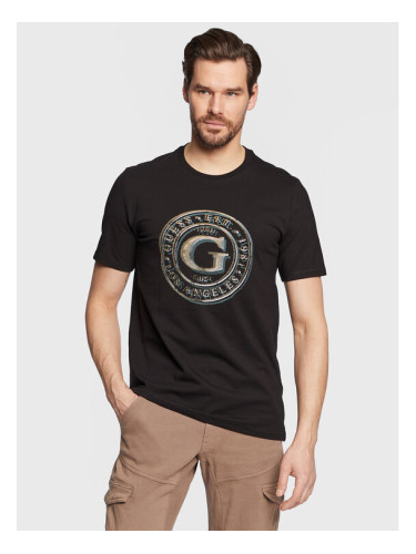 Guess Тишърт Round Logo M3GI11 J1314 Черен Slim Fit