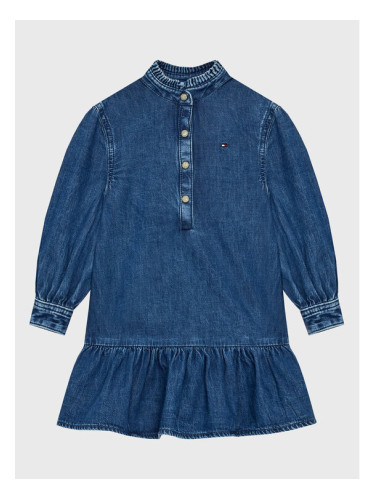 Tommy Hilfiger Дънкова рокля Denim Frill Collar KG0KG07026 D Син Regular Fit