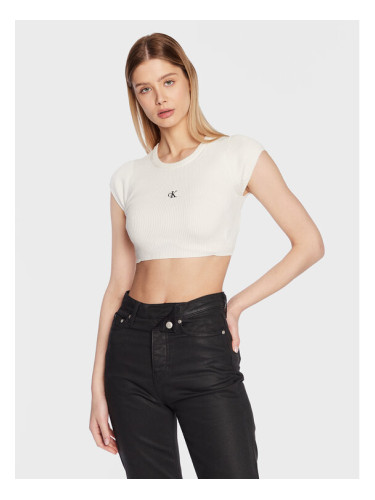 Calvin Klein Jeans Блуза J20J220709 Бял Cropped Fit