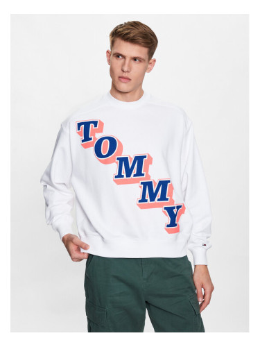 Tommy Jeans Суитшърт Boxy College DM0DM16379 Бял Boxy Fit