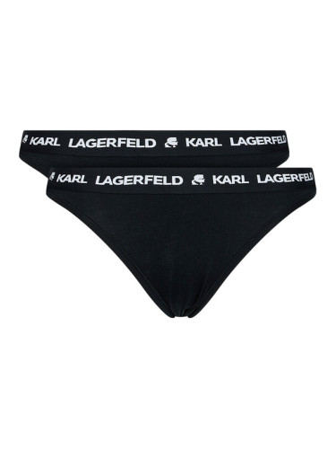 KARL LAGERFELD Комплект 2 чифта класически бикини Logo Set 211W2127 Черен