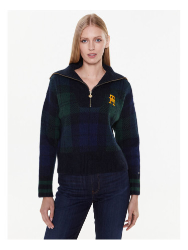 Tommy Hilfiger Пуловер Tartan WW0WW38265 Тъмносин Regular Fit