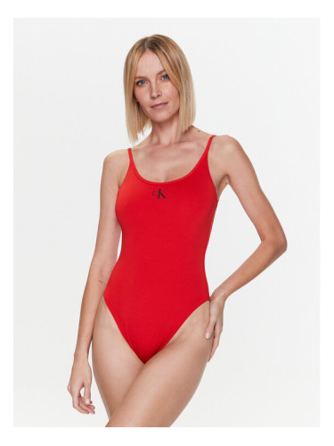 Calvin Klein Swimwear Бански костюм Scoop Back KW0KW01997 Червен