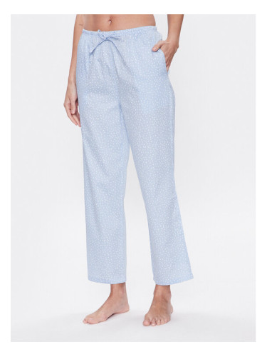 Seidensticker Долнище на пижама Woven Satin Pajama Pant Син Straight Fit