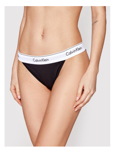 Calvin Klein Underwear Класически дамски бикини Tanga 000QF4977A Черен