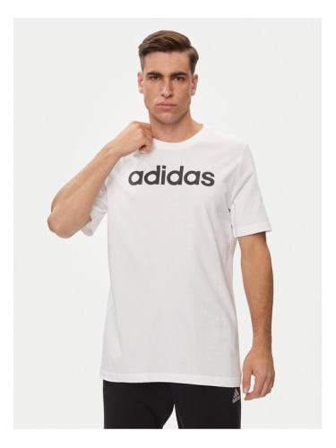 adidas Тишърт Essentials Single Jersey Linear Embroidered Logo T-Shirt IC9276 Бял Regular Fit