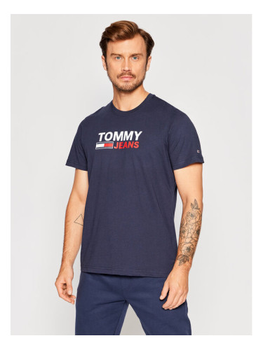 Tommy Jeans Тишърт Corp Logo DM0DM15379 Тъмносин Regular Fit