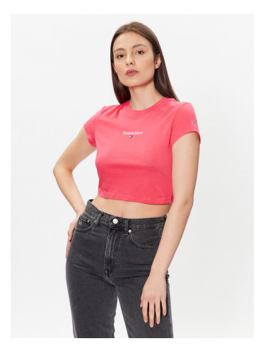 Tommy Jeans Тишърт Essential Logo DW0DW15444 Розов Cropped Fit