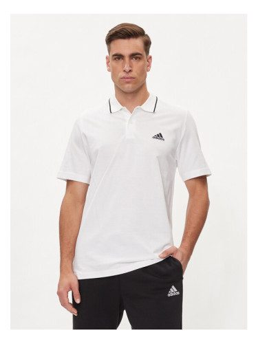 adidas Тениска с яка и копчета Essentials Piqué Small Logo Polo Shirt IC9315 Бял Regular Fit