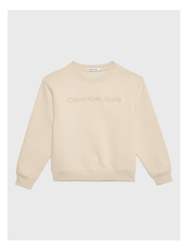 Calvin Klein Jeans Суитшърт Embroidery Logo IB0IB01562 Бежов Regular Fit