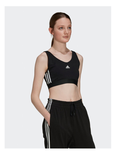 adidas Блуза Essentials 3-Stripes Crop Top With Removable Pads GS1343 Черен