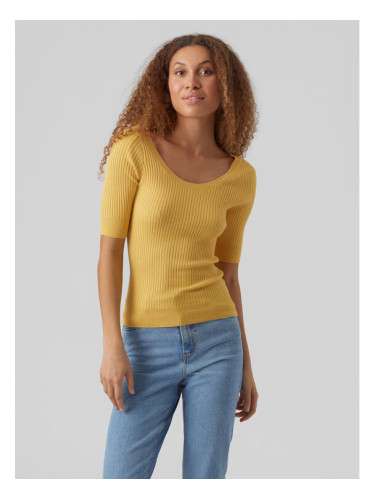 Vero Moda Пуловер Estela 10277850 Жълт Slim Fit