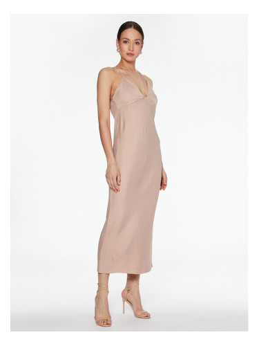 Calvin Klein Коктейлна рокля K20K205027 Бежов Slim Fit