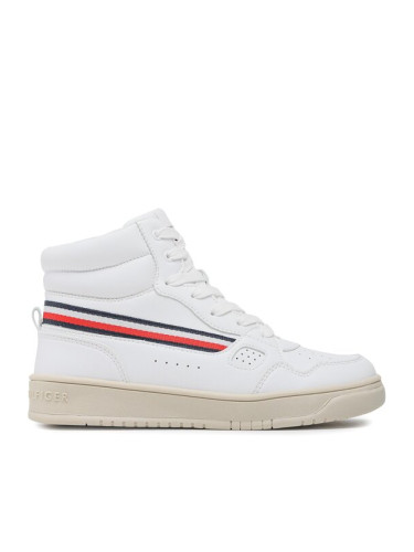 Tommy Hilfiger Сникърси Stripes High Top Lace-Up Sneaker T3X9-32851-1355 S Бял
