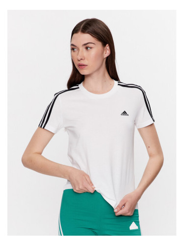 adidas Тишърт Essentials Slim 3-Stripes T-Shirt GL0783 Бял Slim Fit
