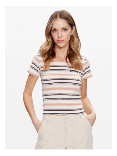 BDG Urban Outfitters топ BDG STRIPED BABY 76471473 Екрю Slim Fit