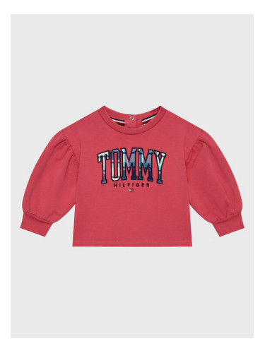 Tommy Hilfiger Суитшърт Tartan Logo KG0KG07098 M Розов Regular Fit