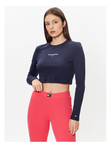 Tommy Jeans Блуза Essential Logo DW0DW15443 Тъмносин Cropped Fit