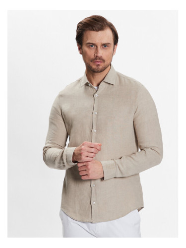 Calvin Klein Риза Linen Solid Slim Shirt K10K109286 Бежов Slim Fit