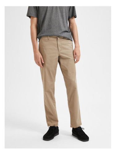 Selected Homme Текстилни панталони New 16087665 Бежов Regular Fit
