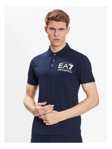 EA7 Emporio Armani Тениска с яка и копчета 3RPF16 PJ03Z 1554 Тъмносин Regular Fit
