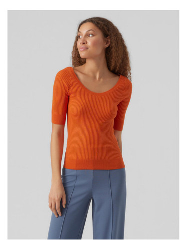 Vero Moda Пуловер Estela 10277850 Оранжев Slim Fit