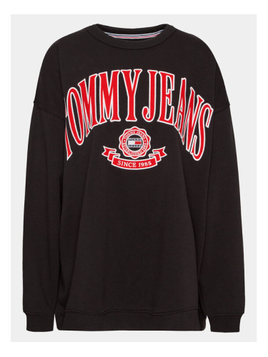 Tommy Jeans Curve Суитшърт Varsity DW0DW15701 Черен Oversize