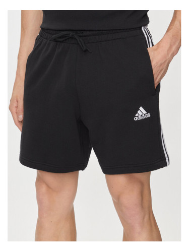 adidas Спортни шорти Essentials French Terry 3-Stripes Shorts IC9435 Черен Regular Fit