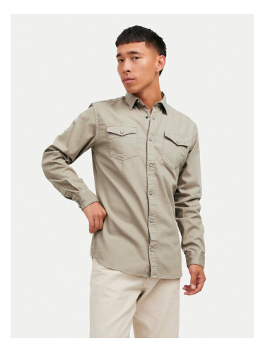Jack & Jones Риза Sheridan 12138115 Кафяв Slim Fit