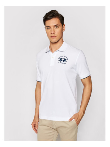 La Martina Тениска с яка и копчета CCMP01 PK001 Бял Regular Fit