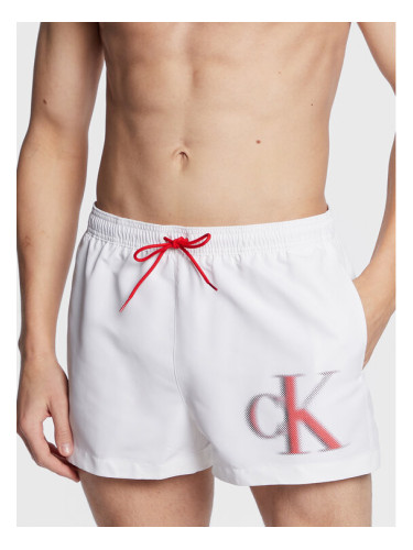Calvin Klein Swimwear Плувни шорти KM0KM00801 Бял Regular Fit