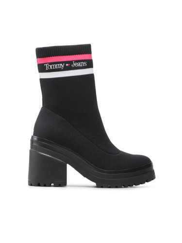 Tommy Jeans Боти Knitted Boot EN0EN02061 Черен