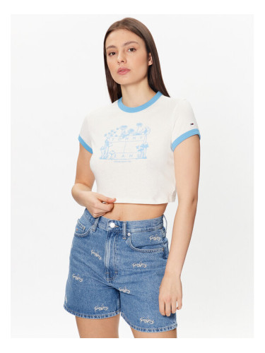 Tommy Jeans Тишърт Homegrown DW0DW15478 Бял Cropped Fit