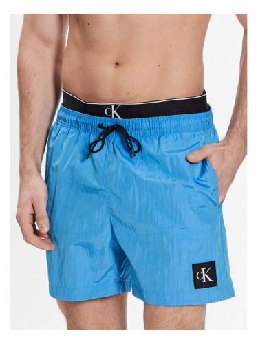 Calvin Klein Swimwear Плувни шорти Medium Double Wb KM0KM00846 Син Regular Fit