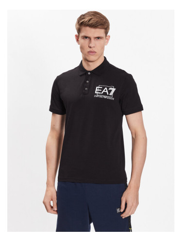 EA7 Emporio Armani Тениска с яка и копчета 3RPF16 PJ03Z 1200 Черен Regular Fit