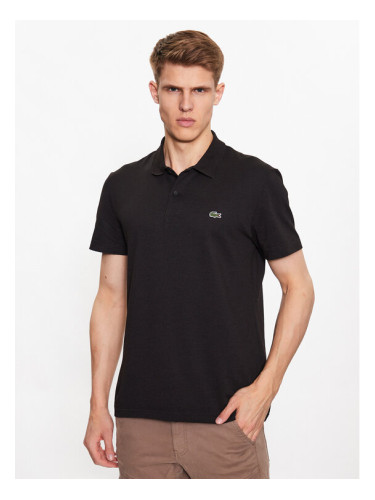 Lacoste Тениска с яка и копчета DH0783 Черен Regular Fit